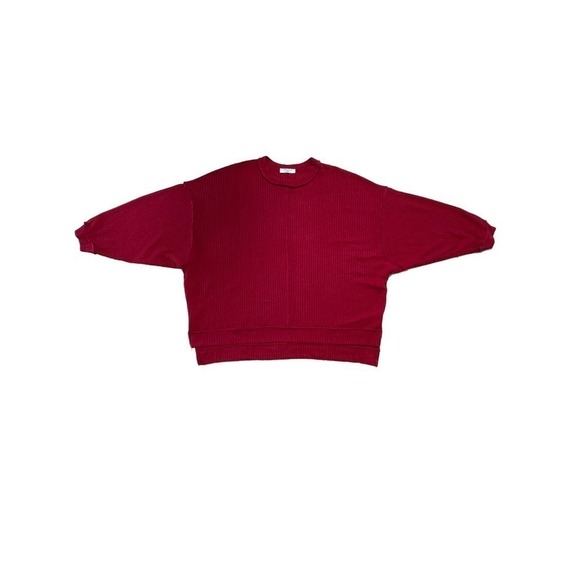 Women's Zenana waffle knit oversized/dolman style sweater. Red. Size S/M - Picture 1 of 6